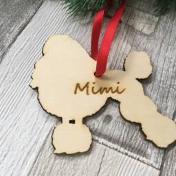 Personalized Poodle Christmas Ornament Laser Cut Wooden Xmas Decor - thumbnail 3