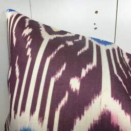 Silk Ikat Pillow Cover 24x24, Handwoven Accent - thumbnail 2