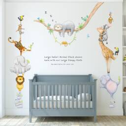 Safari Animal Stack Fabric Wall Decal, Nursery, Watercolour Decor, Jungle Art - thumbnail 2