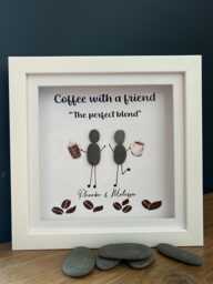 Coffee Best Friend, Friendship Pebble Art, Gift For Her, Bestie Birthday Gift, Lover Framed Print, Unique Gift - thumbnail 1