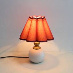 Handmade Scallop Fabric Table Lamp, Ceramic Base, Brown Sorrel Shade - thumbnail 4