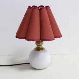 Handmade Scallop Fabric Table Lamp, Ceramic Base, Brown Sorrel Shade - thumbnail 2