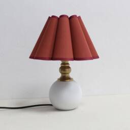 Handmade Scallop Fabric Table Lamp, Ceramic Base, Brown Sorrel Shade - thumbnail 3