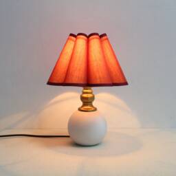 Handmade Scallop Fabric Table Lamp, Ceramic Base, Brown Sorrel Shade - thumbnail 1
