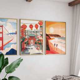 Set Of 3 San Francisco Posters, California Travel Prints, Usa City Wall Art Set, Golden Gate Decor, American Prints - thumbnail 4