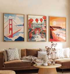 Set Of 3 San Francisco Posters, California Travel Prints, Usa City Wall Art Set, Golden Gate Decor, American Prints
