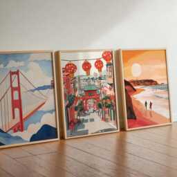 Set Of 3 San Francisco Posters, California Travel Prints, Usa City Wall Art Set, Golden Gate Decor, American Prints - thumbnail 3