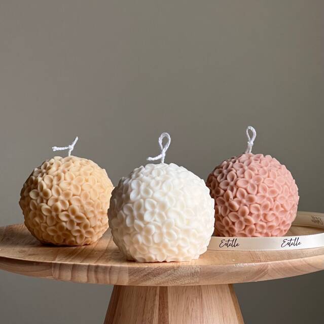 Handmade Soy Wax Ball Candle - Decorative Unscented - image 1