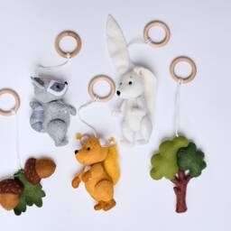 Baby Play Gym, Wooden Activity Forest Gym Toys, Woodland Hanging Baby New Mom Gift, Toys - thumbnail 2
