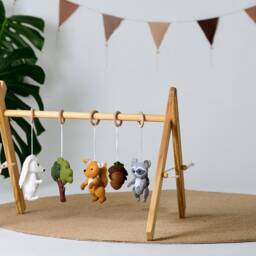 Baby Play Gym, Wooden Activity Forest Gym Toys, Woodland Hanging Baby New Mom Gift, Toys - thumbnail 3