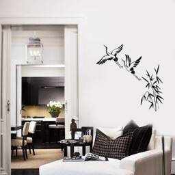 Cranes Birds Vinyl Wall Decal Bamboo Asian Style Home Room Decor Stickers Mural - #2814Di - thumbnail 4