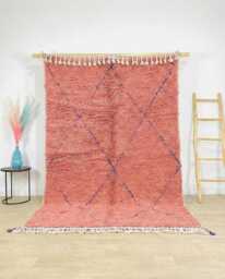 Terracotta Blue Diamond Rug, Moroccan Berber Shag Carpet, Handmade Wool Area Large Modern Tribal Decor - thumbnail 1