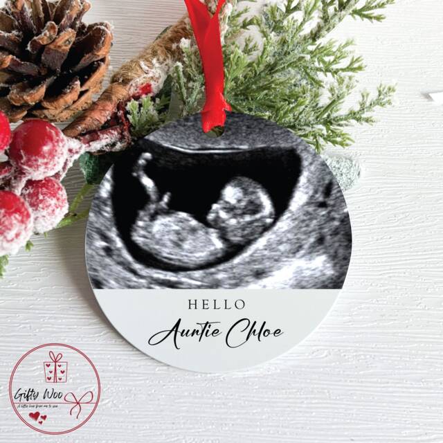 Personalised Pregnancy Announcement Bauble For Grandparents - Christmas Gift From Bump For Nanny Grandad Baby Tree Decoration - image 1