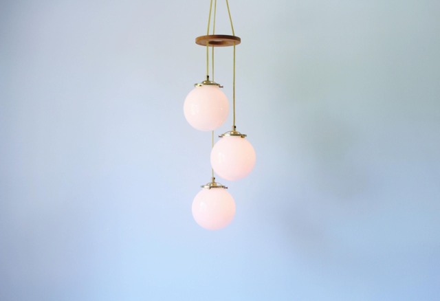 Falling Globes Chandelier, 3 White Glass Globe Spiral Pendant Lighting Fixture - image 1