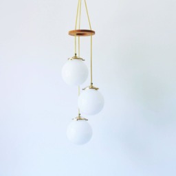 Falling Globes Chandelier, 3 White Glass Globe Spiral Pendant Lighting Fixture - thumbnail 3