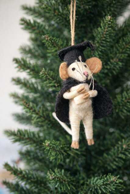 Felt Graduated Mouse Ornament - Handmade Wool Christmas Tree Decoration - image 1
