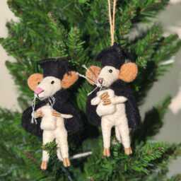 Felt Graduated Mouse Ornament - Handmade Wool Christmas Tree Decoration - thumbnail 3