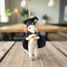 Felt Graduated Mouse Ornament - Handmade Wool Christmas Tree Decoration - thumbnail 2