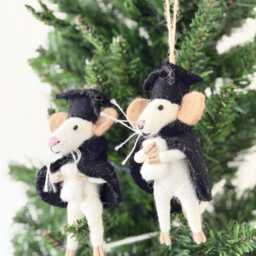 Felt Graduated Mouse Ornament - Handmade Wool Christmas Tree Decoration - thumbnail 4