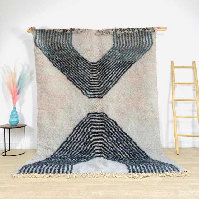 Moroccan Black & White Rug, Shag Custom Made Carpet, Large Area Berber Rug - image 1