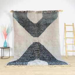 Moroccan Black & White Rug, Shag Custom Made Carpet, Large Area Berber Rug - thumbnail 1