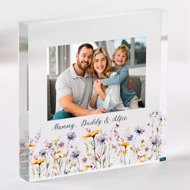 Gift For Mummy Personalised Acrylic Photo Plaque Floral Frame Birthday Mother's Day Or Christmas Keepsake - image 1