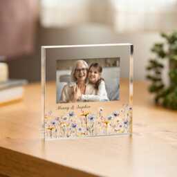 Gift For Mummy Personalised Acrylic Photo Plaque Floral Frame Birthday Mother's Day Or Christmas Keepsake - thumbnail 2