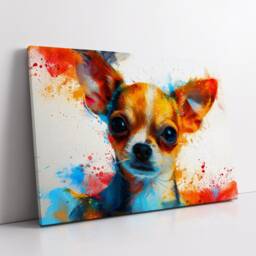 Chihuahua Abstract Paint Splash Pet Modern Painting Wall Art, Framed Canvas Poster Print, Home Kitchen Office Room Decor, Gifts - thumbnail 2