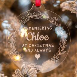 Personalised Remembrance Wreath Acrylic Christmas Tree Decoration Bauble - thumbnail 3