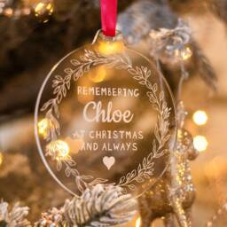Personalised Remembrance Wreath Acrylic Christmas Tree Decoration Bauble - thumbnail 1