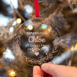 Personalised Remembrance Wreath Acrylic Christmas Tree Decoration Bauble - thumbnail 2