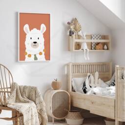 Personalized Boho Llama Poster, Baby Room Wall Decoration, Unisex Decorative Gift Idea For A Newborn - thumbnail 2