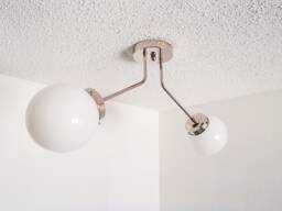 Nickel Flush Mount - Modern Ceiling Light Opal Globe Shades Bathroom Bedroom Lighting Twin Arm