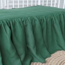 Green Crib Bed Skirt, Cot Bed Skirt, Ruffled Skirt For Baby Bed, Nursery Room Decor - thumbnail 2
