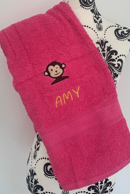 Monkey Winking Towel - Personalised Face Cloth/Hand Bath = Embroidered - image 1