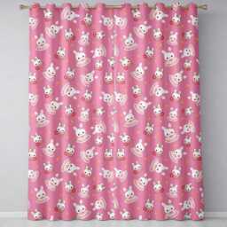 Cute Strawberry Bunny Cake Dessert Pink Background Seamless Pattern Readymade Eyelet Ring Top Thermal 100% Blackout Curtains - thumbnail 2