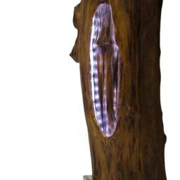 Led Light Black Locust Wooden Lamp, On A Stone Base, Floor Robinia, Home Decor, Reclaimed Wood - thumbnail 2