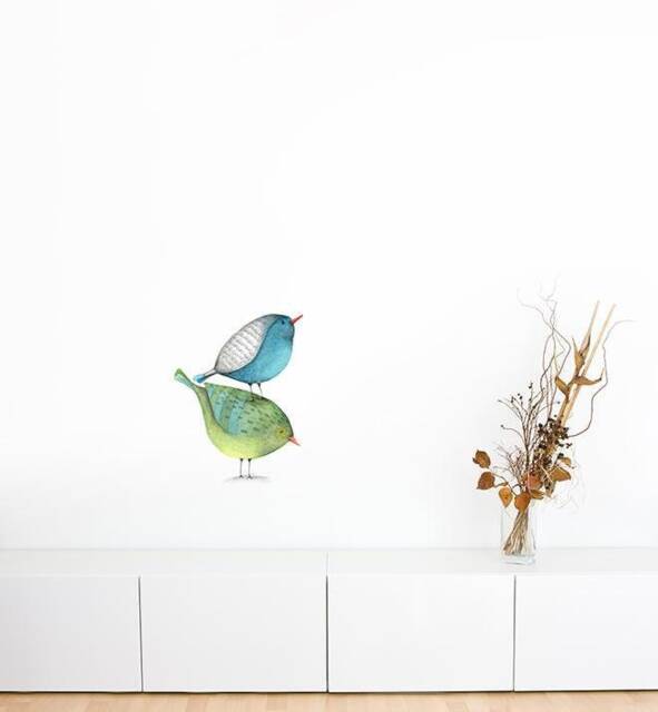 Two Birds Stacked Up Wall Sticker Decal - Dogs & Pets Stickers, Art, Decals, Kids Animals Decals