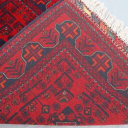 Red 13 Ft Runner Rug, Afghan Hand Knotted Veg Dyes Soft Wool Khal Mohammadi Bukhara Tribal Rug, Oriental Turkmen Long Hallway Runner - thumbnail 4