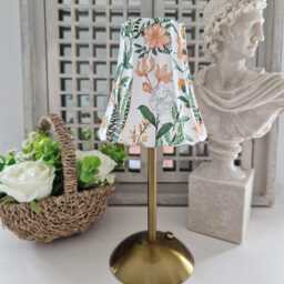 Cordless Touch Lamp. Beautiful Peach Floral Design Decoupaged Usb Rechargeable Table Lamp.cordless Four Stand Colours - thumbnail 2