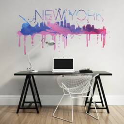 New York City Skyline Wall Art, Nyc Decor, Cityscape Decal, Office Travel Modern Urban Skunyskwatst - thumbnail 3