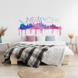 New York City Skyline Wall Art, Nyc Decor, Cityscape Decal, Office Travel Modern Urban Skunyskwatst - thumbnail 1