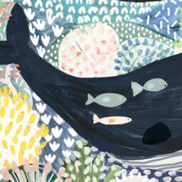 Whale Print - Ocean Underwater Sea Fish Whales Kids Nursery Decor Playroom Prints Baby Children Wall Art Illustration A4 A3 A2 A1 - thumbnail 2