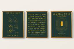 Green Bay Packers Set Of 3 Prints, Football Patent Art, Subway Art, Lambeau Field Seating Chart, Vintage Decor - thumbnail 1