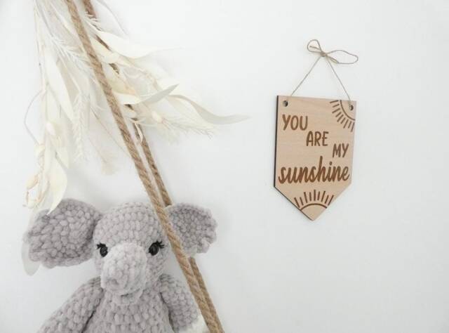 You Are My Sunshine Bunting - Story Time Wooden Nursery Decor Children's Bedroom Playroom Wall Art Accessory Scandinavian Boho Style - image 1
