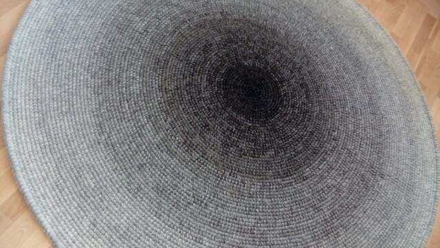 Handmade Round Wool Rug Modern Crochet Rug, Gray Ombre - image 1