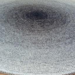 Handmade Round Wool Rug Modern Crochet Rug, Gray Ombre - thumbnail 3