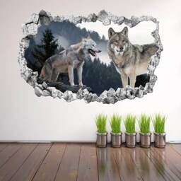 Wolf Wall Sticker Mural For Bedroom Or Office - Forest Animal Decal Nature Wildlife Art Decor - Kh19 - thumbnail 1