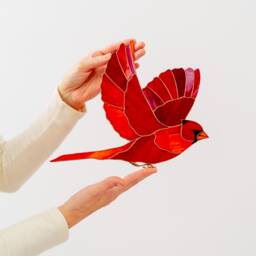 Red Cardinal Wall Hanging Stained Glass Bird Suncatcher Gift For Christmas Host Gift Housewarming Mother's Day Cozy Decor - thumbnail 1