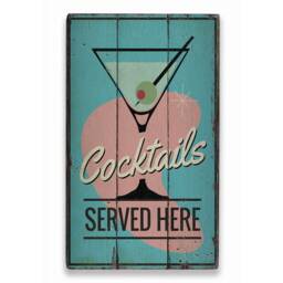 Cocktail Serving, Glass Decor, Fruit Drinks Day, Beach Fun Sign, Wooden Sale Wall Decor - Old Signs - thumbnail 2